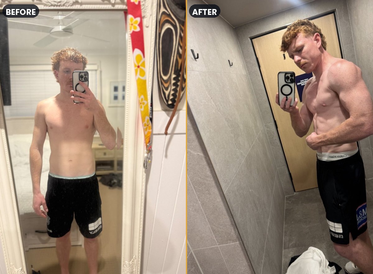 Dan before and after his transformation