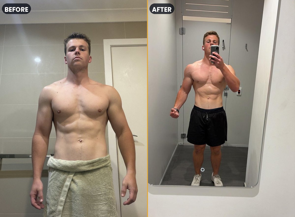 Finn before and after his transformation